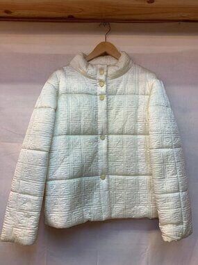 Fendi FF Zucca print Puffer Jacket White  sz 40